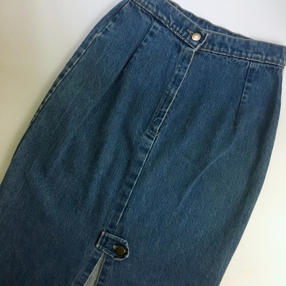 Vintage denim midi pencil skirt